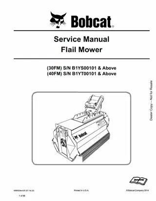 Bobcat 40FM Flail Mower Service Repair Manual Instant Download SN B1YT00101 And Above