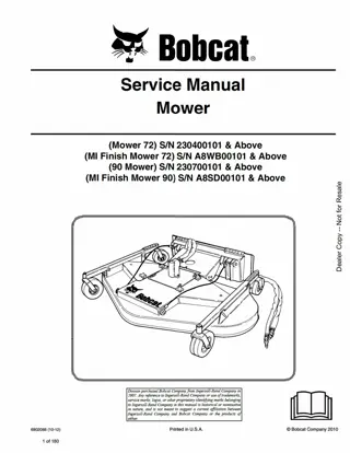 Bobcat 90 Mower Service Repair Manual Instant Download SN 230700101 And Above