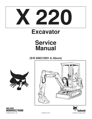 BOBCAT 220 EXCAVATOR Service Repair Manual Instant Download (SN 508212001 & Above)