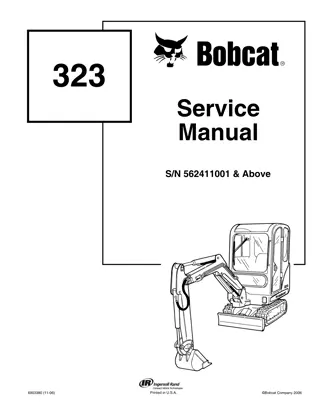 BOBCAT 323 COMPACT EXCAVATOR Service Repair Manual Instant Download (SN 562411001 & Above)