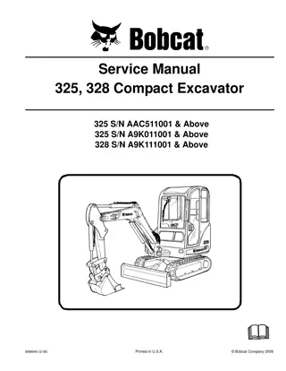 BOBCAT 325 COMPACT EXCAVATOR Service Repair Manual Instant Download (SN A9K011001 & Above)