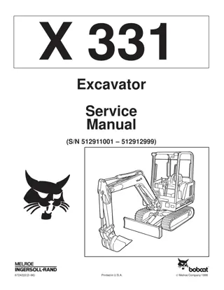 BOBCAT 331 COMPACT EXCAVATOR Service Repair Manual Instant Download (SN 512911001-512912999)