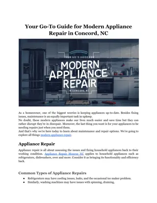 Your Go-To Guide for Modern Appliance Repair in Concord, NC