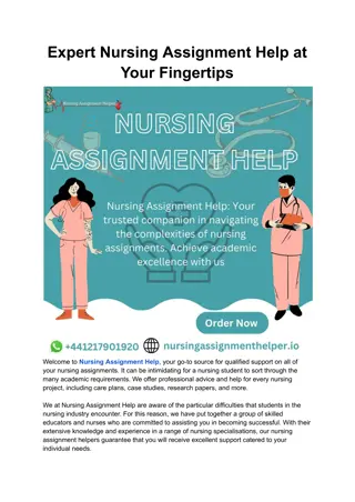 Expert Nursing Assignment Help at Your Fingertips