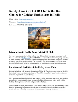 Reddy Anna Cricket ID Club is the Best Choice for Cricket Enthusiasts in India