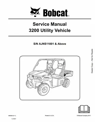 Bobcat 3200 Utility Vehicle Service Repair Manual Instant Download (SN AJNS11001 AND Above)