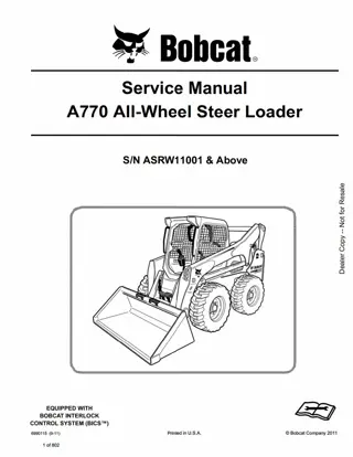 BOBCAT A770 ALL WHEEL STEER LOADER Service Repair Manual Instant Download (SN ASRW11001 and Above)