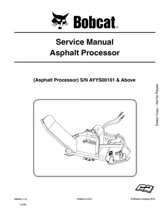 Bobcat Asphalt Processor Service Repair Manual Instant Download (SN AYYS00101 AND Above)