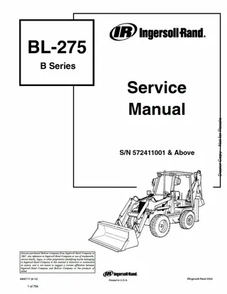 Bobcat BL275 Loader Backhoe Service Repair Manual Instant Download (SN 572411001 AND Above)