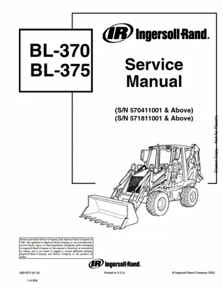 Bobcat BL370 BL375 Loader Backhoe Service Repair Manual Instant Download (SN 570411001 AND Above)