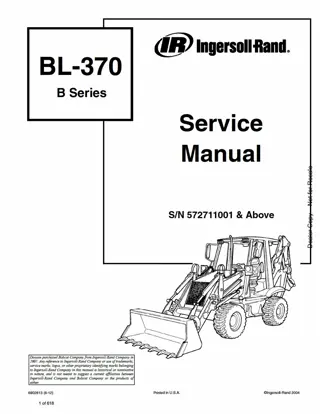 Bobcat BL370 Loader Backhoe Service Repair Manual Instant Download (SN 572711001 AND Above)