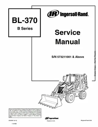 Bobcat BL370 Loader Backhoe Service Repair Manual Instant Download (SN 573211001 AND Above)