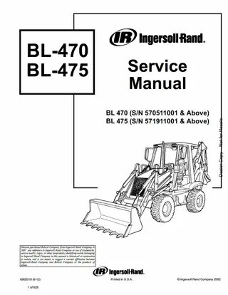 Bobcat BL470 BL475 Loader Backhoe Service Repair Manual Instant Download (SN 570511001 AND Above)