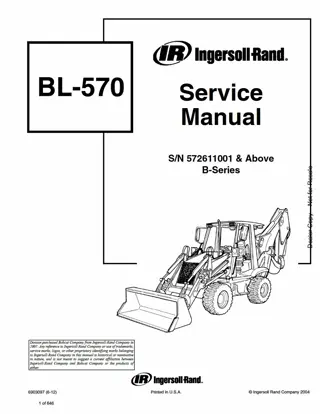 Bobcat BL570 Loader Backhoe Service Repair Manual Instant Download (SN 572611001 AND Above)