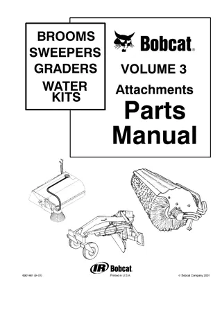 Bobcat Brooms Sweepers, Graders, Water Kits Attachments Parts Catalogue Manual Instant Download