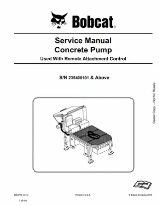 Bobcat Concrete Pump Service Repair Manual Instant Download #2 SN 235400101 And Above