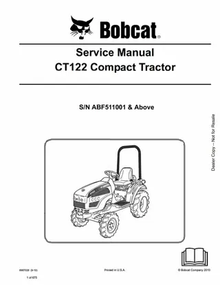 BOBCAT CT122 COMPACT TRACTOR Service Repair Manual Instant Download (SN ABF511001 AND Above)