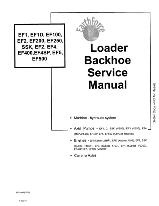 Bobcat EF1 EarthForce Loader Backhoe Service Repair Manual Instant Download