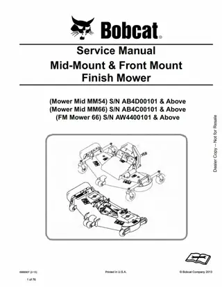 Bobcat FM Mower 66 Service Repair Manual Instant Download SN AW4400101 And Above