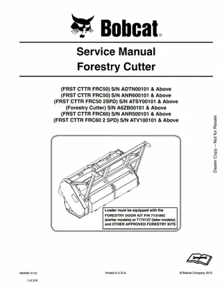 Bobcat Forestry Cutter Forestry Cutter Service Repair Manual Instant Download #1SN A6ZB00101 And Above