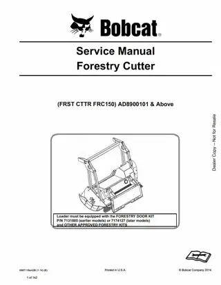 Bobcat FRST CTTR FRC150 Forestry Cutter Service Repair Manual Instant Download #2 SN AD8900101 And Above