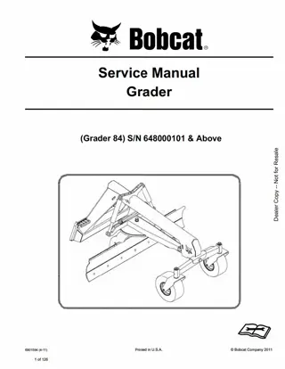 Bobcat Grader 84 Service Repair Manual Instant Download SN 648000101 And Above