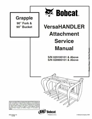 Bobcat Grapple 90 Fork and 90 Bucket Service Repair Manual Instant Download SN 028900101 And Above