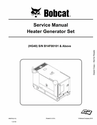 Bobcat HG40 Heater Generator Set Service Repair Manual Instant Download SN B14F00101 And Above