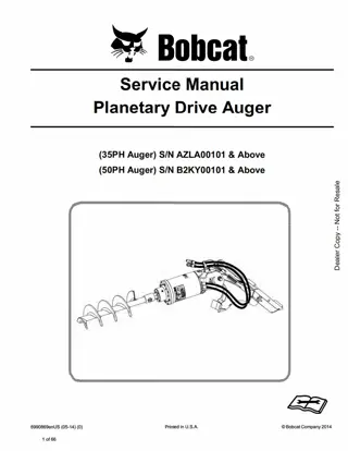 Bobcat Planetary Drive Auger Service Repair Manual Instant Download