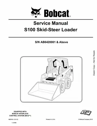 BOBCAT S100 SKID STEER LOADER Service Repair Manual Instant Download (SN AB6420001 and Above)