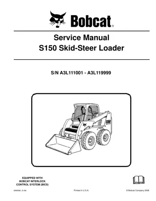 BOBCAT S150 SKID STEER LOADER Service Repair Manual Instant Download (SN A3L111001-A3L119999)