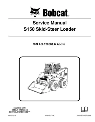 BOBCAT S150 SKID STEER LOADER Service Repair Manual Instant Download (SN A3L120001 & Above)