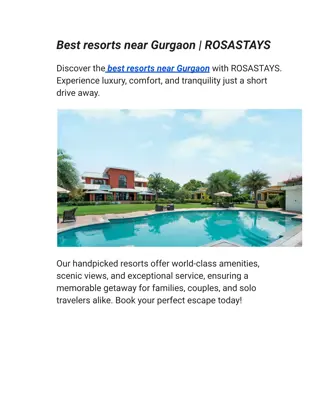 Best resorts near Gurgaon | ROSASTAYS