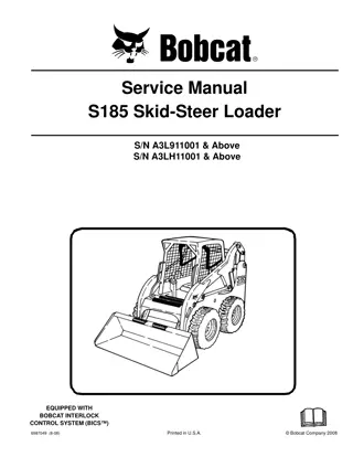 BOBCAT S185 SKID STEER LOADER Service Repair Manual Instant Download (SN A3L911001 & Above)