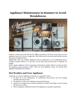 Appliance Maintenance in Summer to Avoid Breakdowns