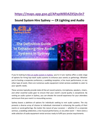 Sound System Hire Sydney — CR Lighting and Audio ( 61 2 9560 0300)