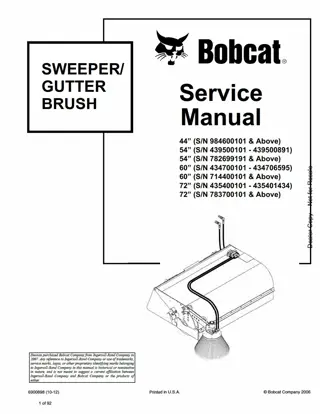 Bobcat Sweeper  Gutter Brush Service Repair Manual Instant Download
