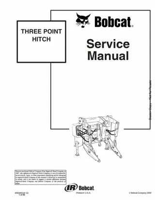 Bobcat Three Point Hitch Service Repair Manual Instant Download