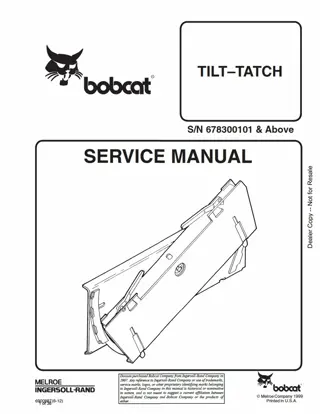 Bobcat Tilt-Tatch Service Repair Manual Instant Download #1 SN 678300101 And Above