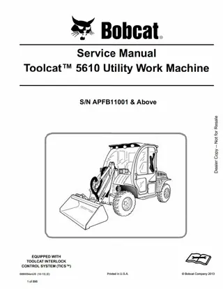 Bobcat Toolcat 5610 Utility Work Machine Service Repair Manual Instant Download (SN APFB11001 AND Above)