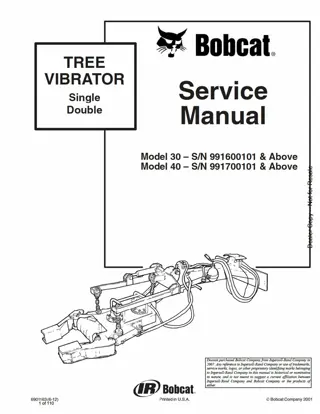 Bobcat Tree Vibrator Service Repair Manual Instant Download
