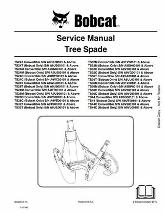 Bobcat TS24M BOBCAT ONLY Tree Spade Service Repair Manual Instant Download #2 SN A9U500101 And Above