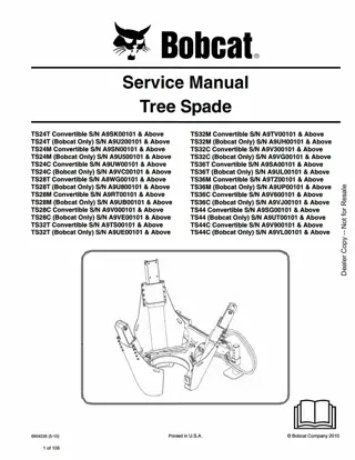 Bobcat TS28T CONVERTIBLE Tree Spade Service Repair Manual Instant Download #2 SN A8WG00101 And Above