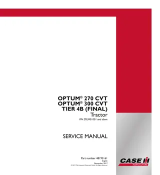 CASE IH OPTUM 300 CVT Tier 4B (final) Tractor Service Repair Manual Instant Download (PIN ZFEM01001 and above)