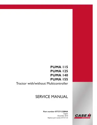 CASE IH PUMA 115 Tractor Service Repair Manual Instant Download