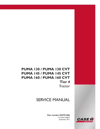 CASE IH PUMA 130 145 160 CVT Tier 4 Tractor Service Repair Manual Instant Download