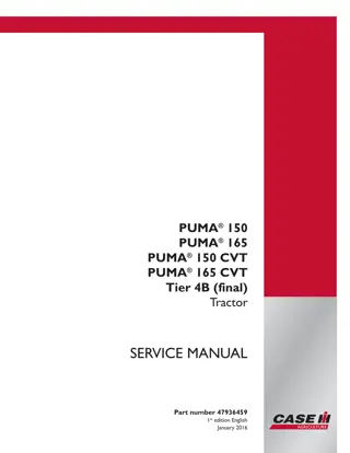 CASE IH PUMA 150 165, PUMA 150 165 CVT Tier 4B (final) Tractor Service Repair Manual Instant Download