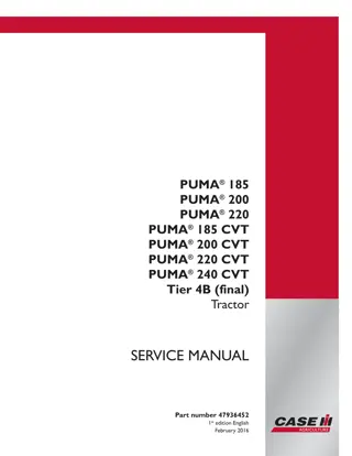 CASE IH PUMA 185 Tier 4B (final) Tractor Service Repair Manual Instant Download