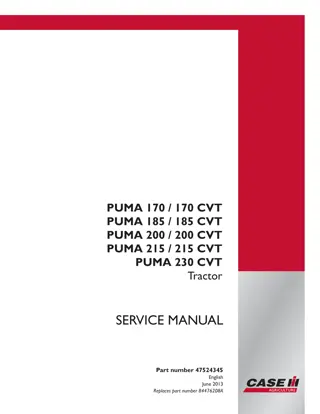 CASE IH PUMA 215  215 CVT Tractor Service Repair Manual Instant Download