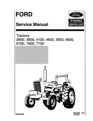 Ford 2600, 3600, 4100, 4600, 5600, 6600, 6700, 7600, 7700 Tractor Service Repair Manual Instant Download